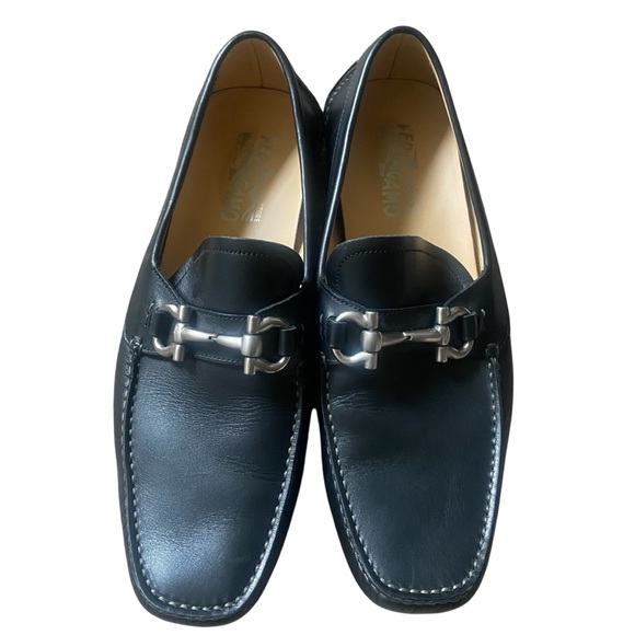 Salvatore Ferragamo Mens Size 9 EE Drivers Loafers Black Buckle Slip On Shoes main image 12